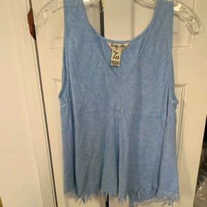 Blue light weight tank with open back